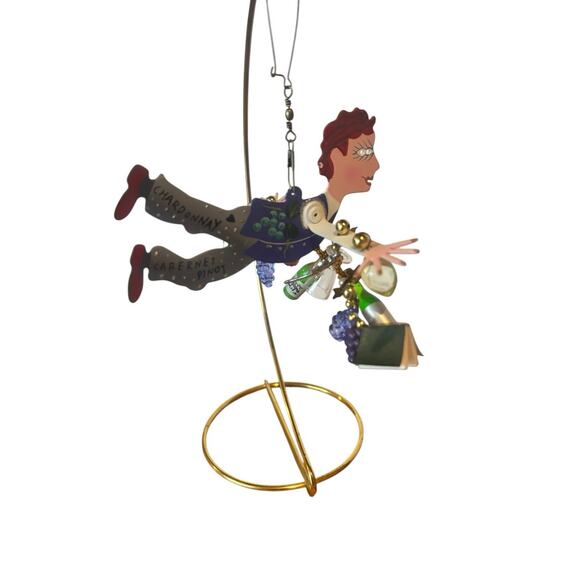 Vintage SILVESTRI by Karen Rossi Fanciful Flights Ornament Angel Wine Enthusiast - Picture 4 of 5